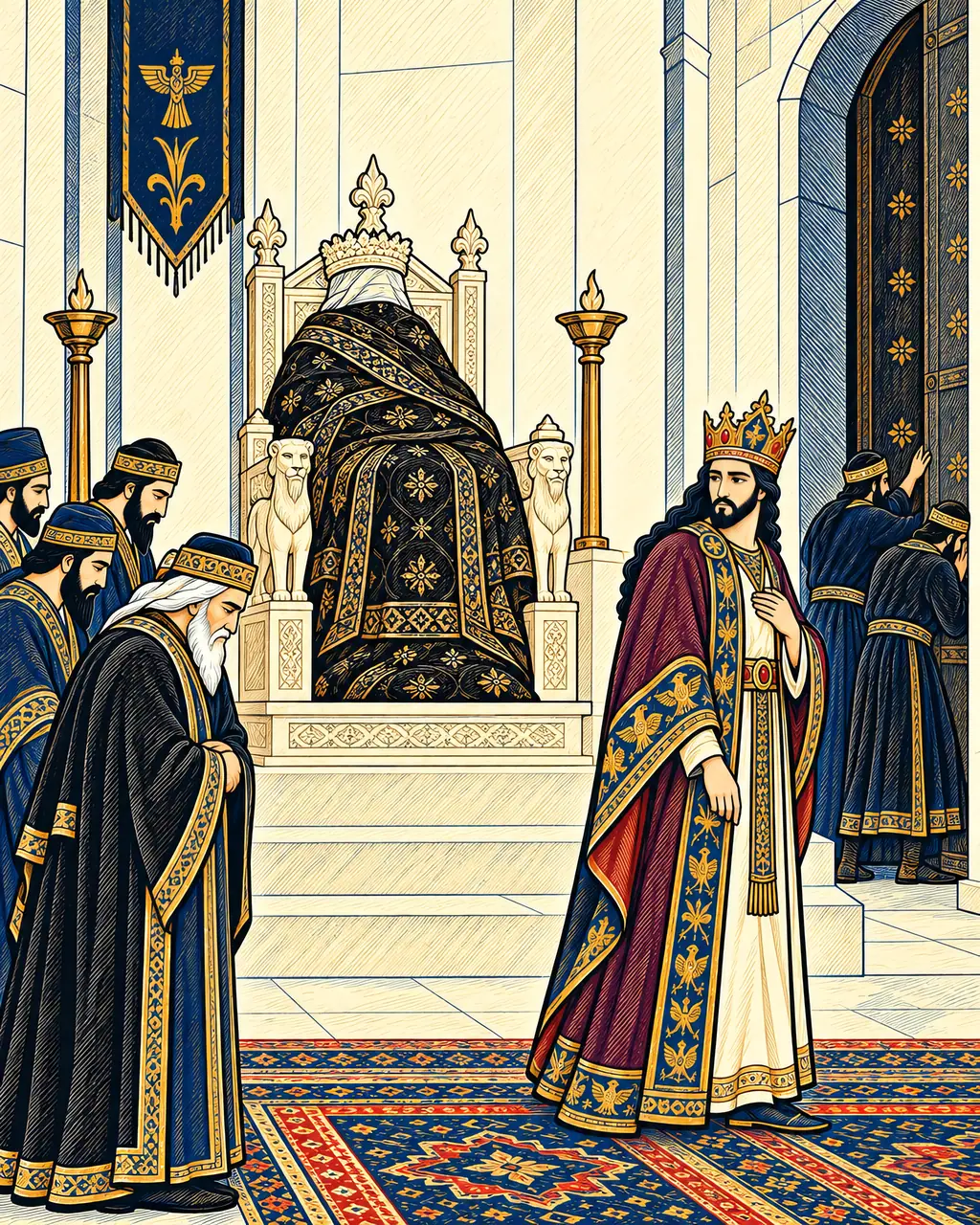 Kavus Enthroned in His Tomb