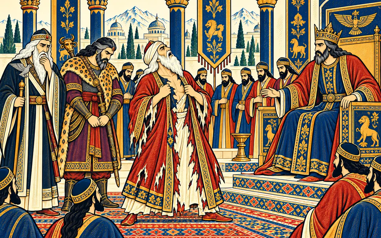 Gudarz Rends His Robes Before Lohrasp