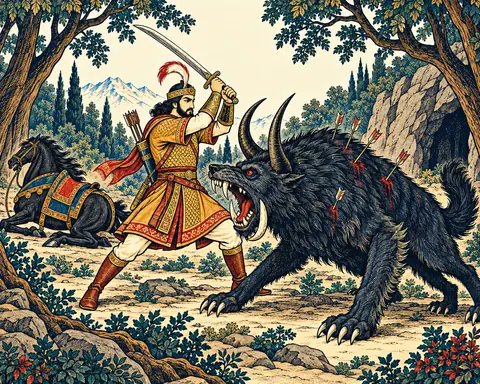 Goshtasb Cleaves the Horned Wolf