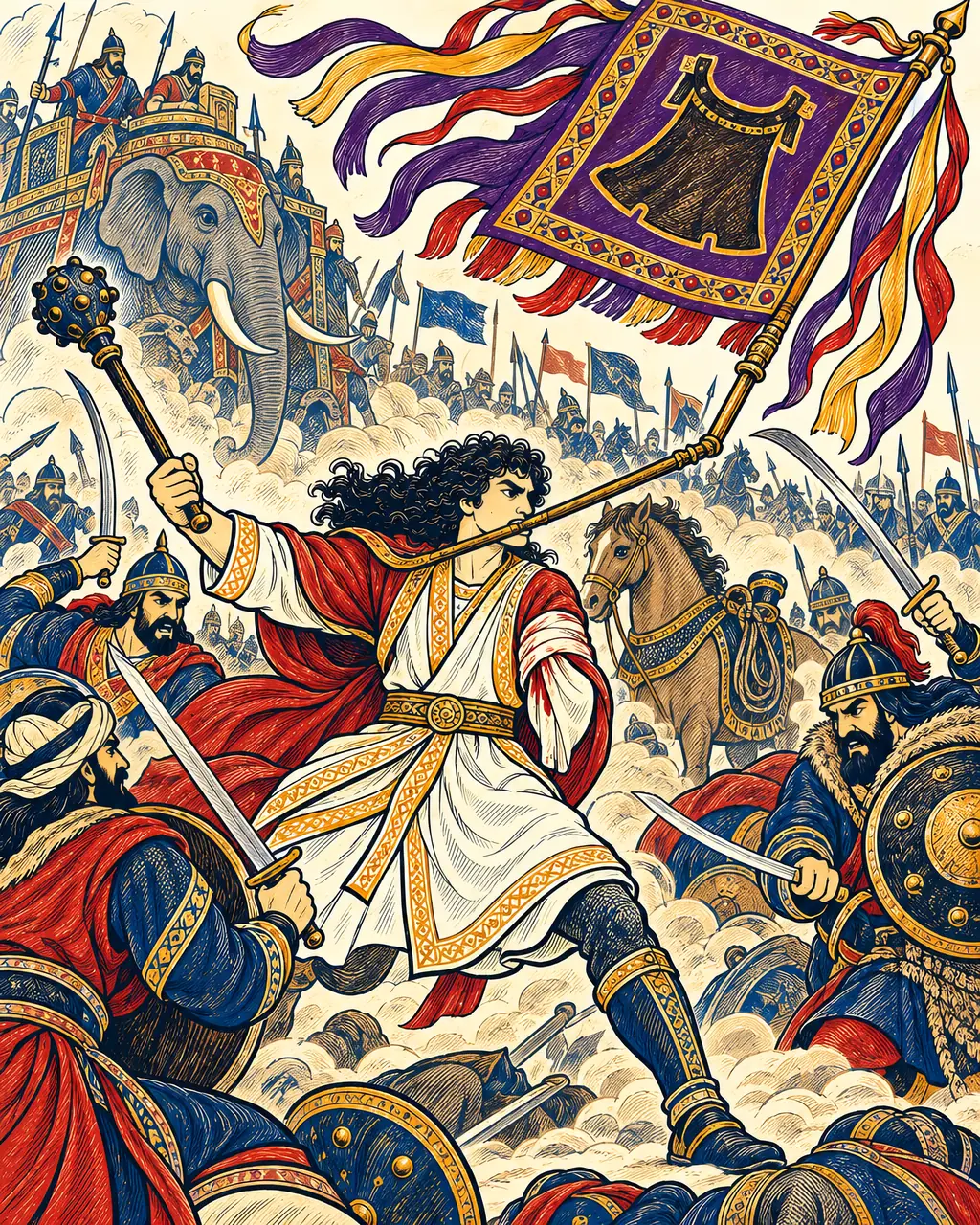 Girami Holds the Banner in His Teeth