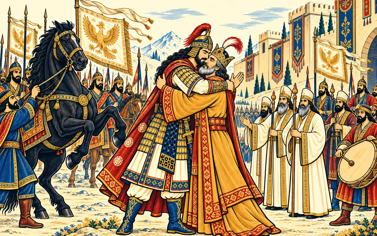 Esfandiyar Embraces Goshtasb