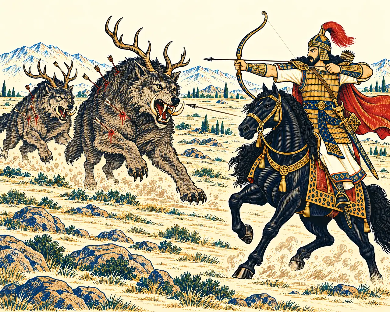 Esfandiyar Shoots the Horned Wolves