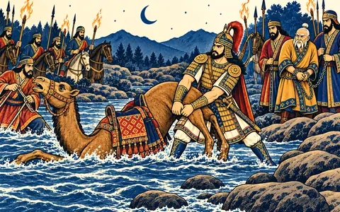 Esfandiyar Hauls the Hiyun from the River