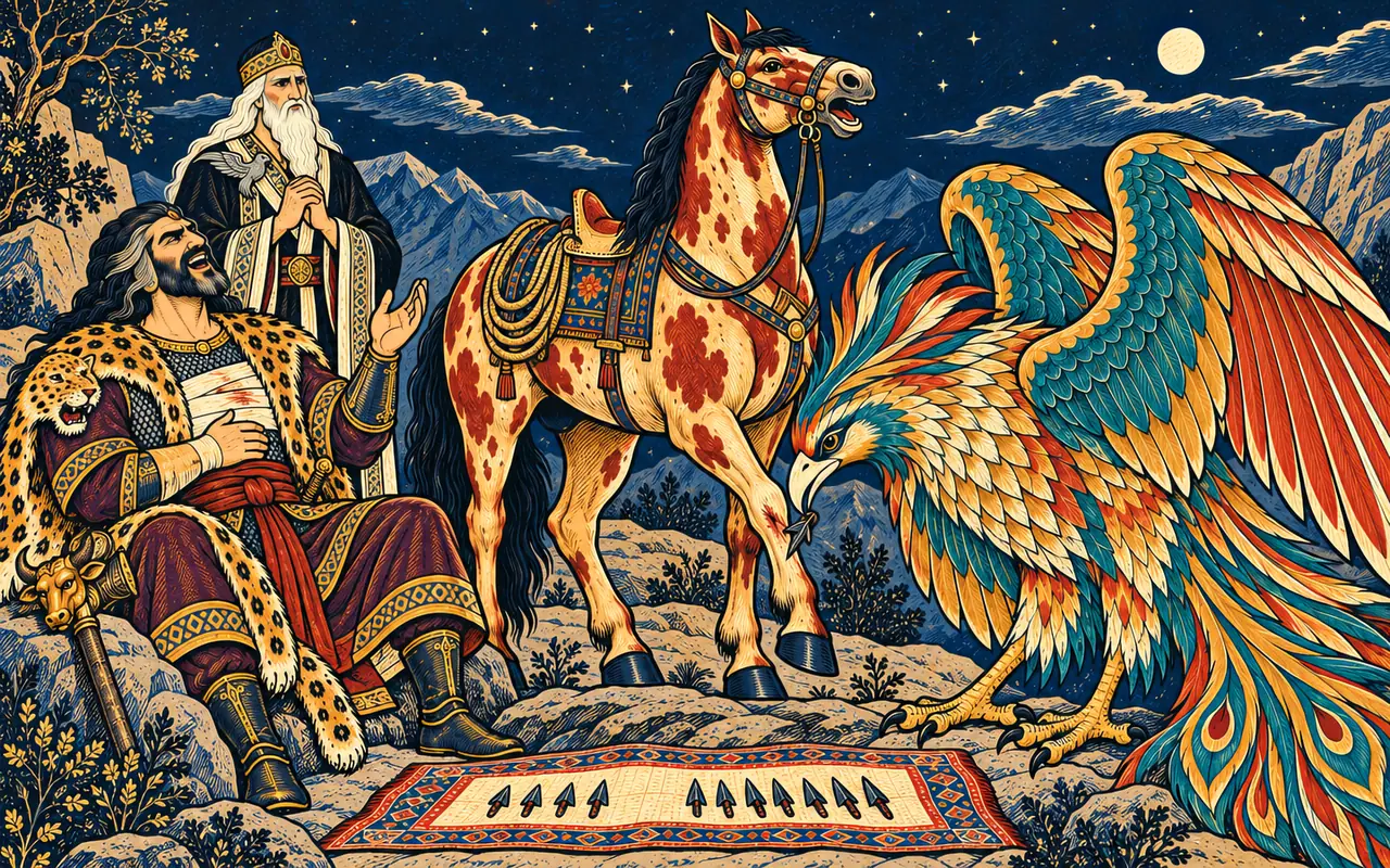 The Simorgh Heals Rostam and Rakhsh