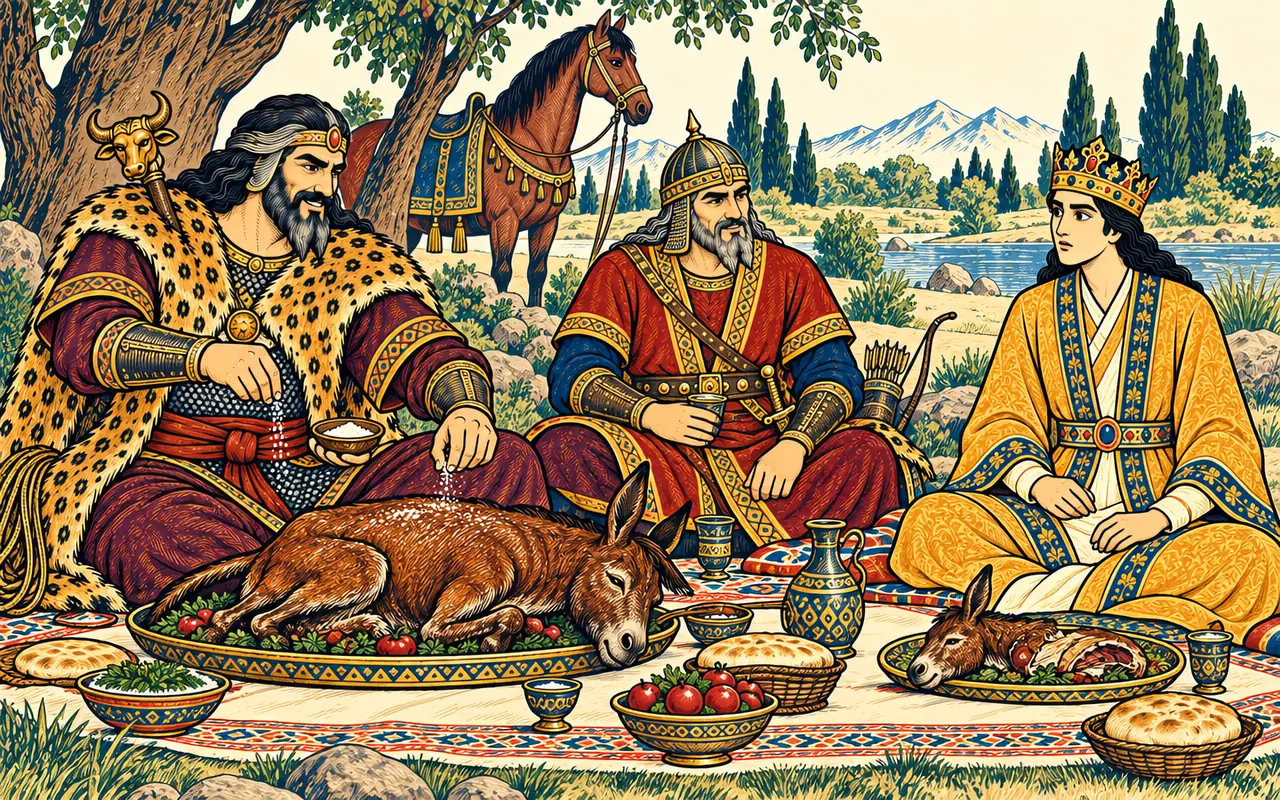 Rostam Feasts Bahman on Wild Ass