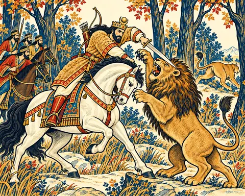 Bahram Fights the Lion with His Blade