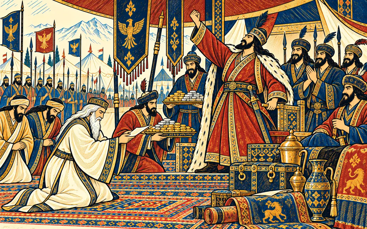 Humayi Offers Iran's Tribute to the Khan