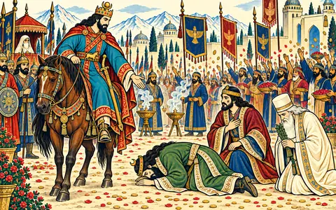 Yazdegard Bows Before His Returning Father