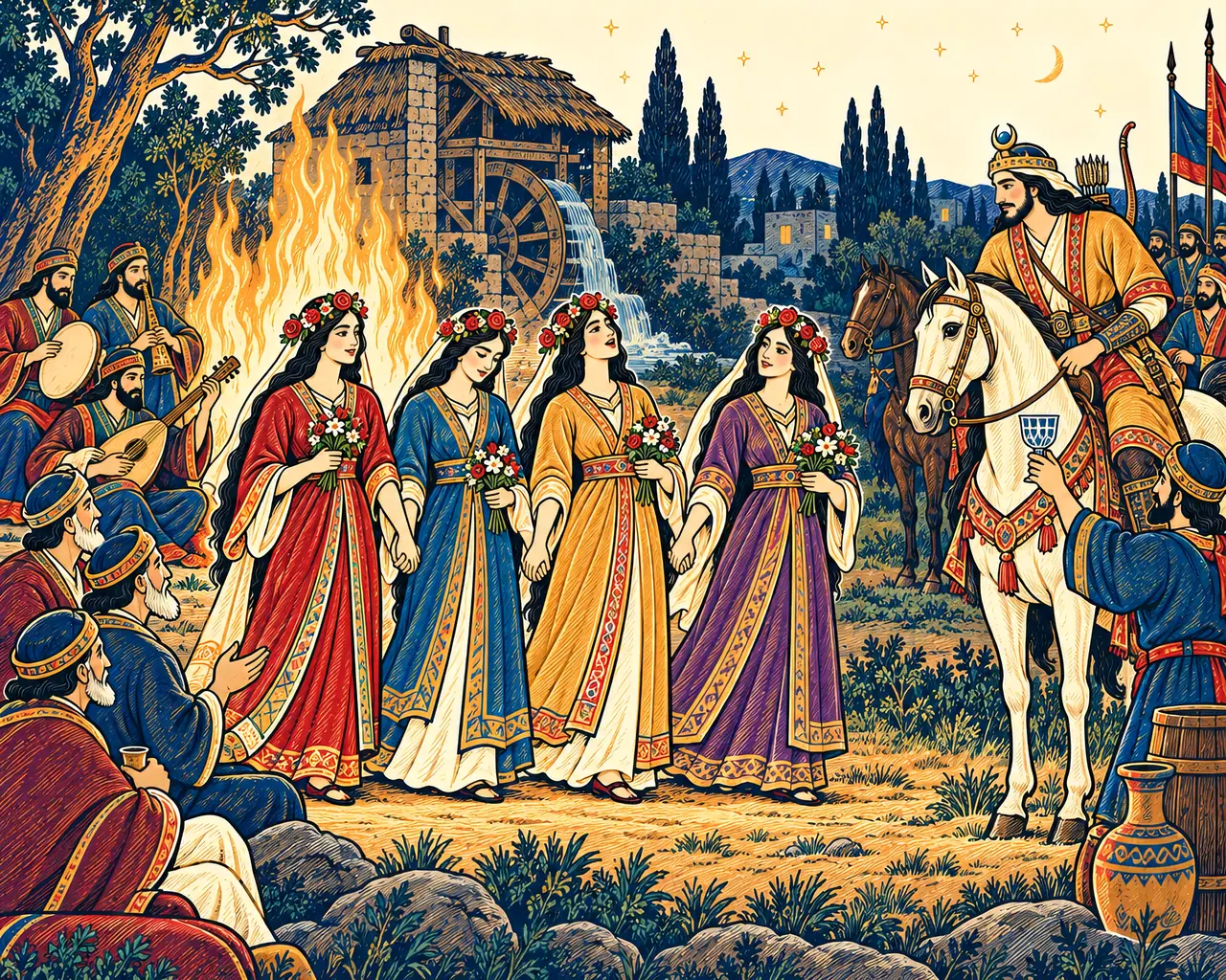 The Miller's Four Daughters by the Fire