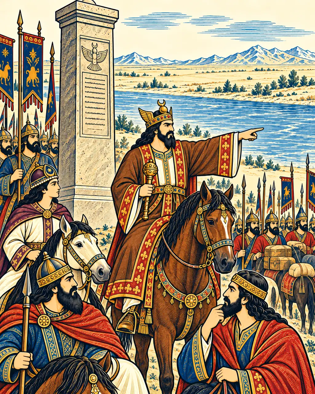 Pirooz at Bahram's Border Column