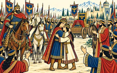 Balawsh Embraces the Freed Qobad
