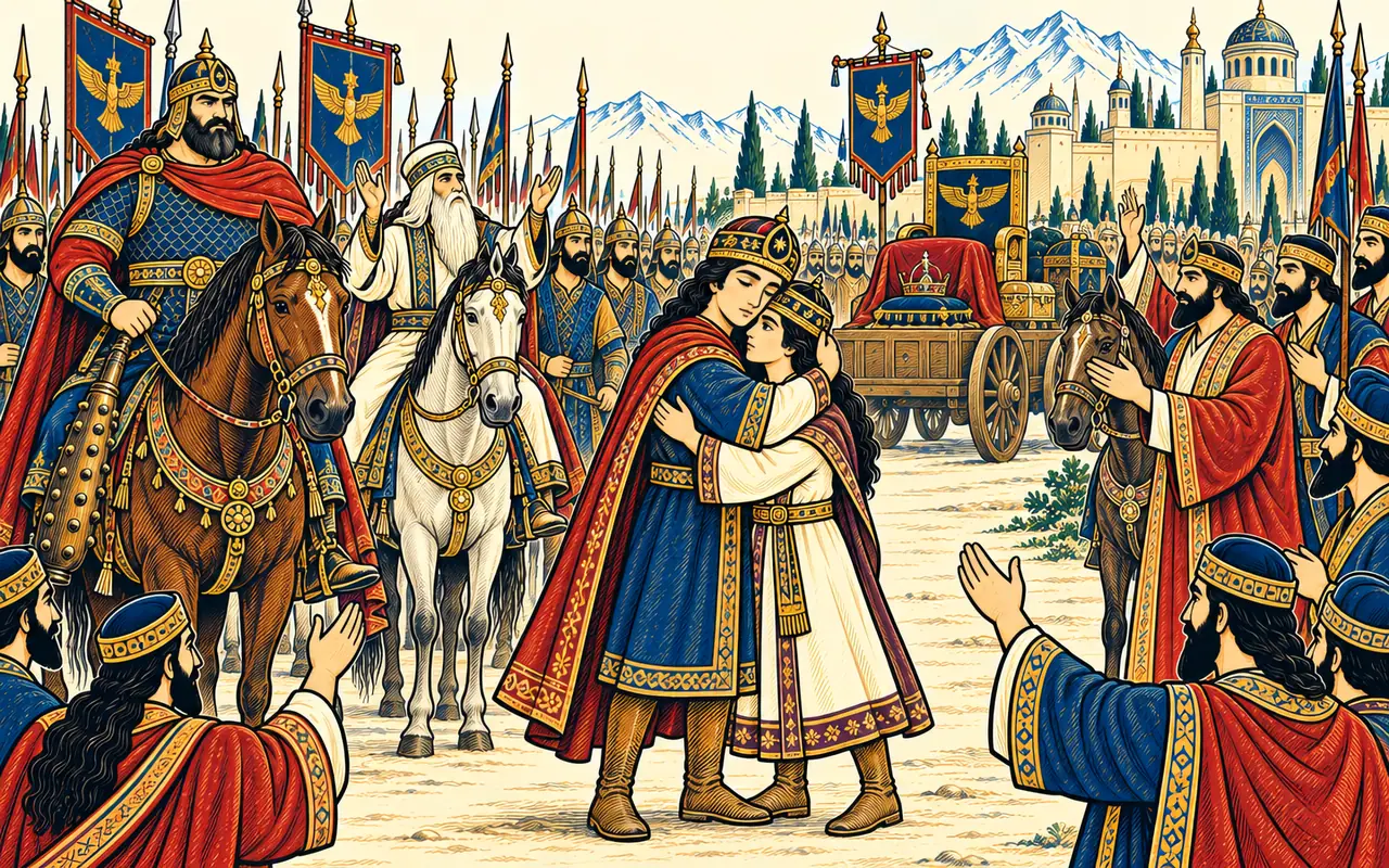 Balawsh Embraces the Freed Qobad