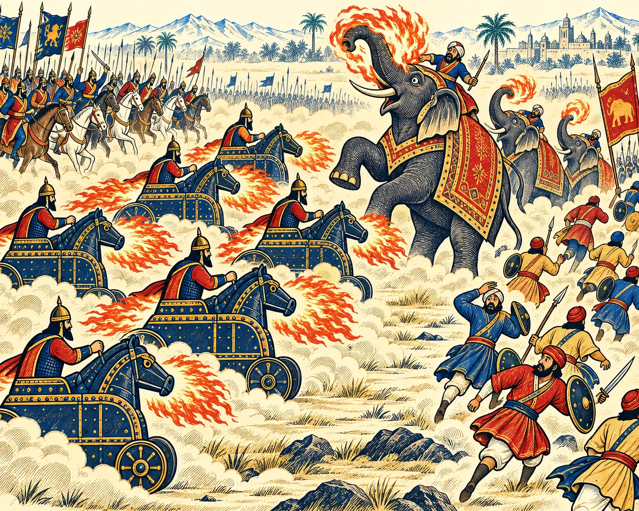 The Burning Engines Rout the Elephants