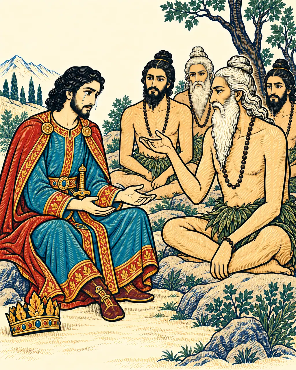 Iskandar Weeps Before the Brahmans