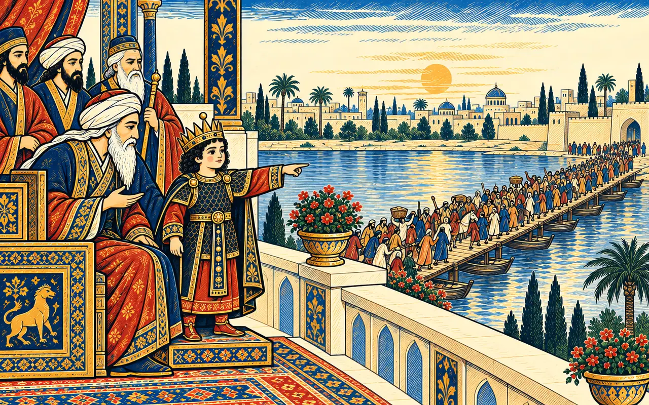 Young Shapur Hears the Crowded Bridge