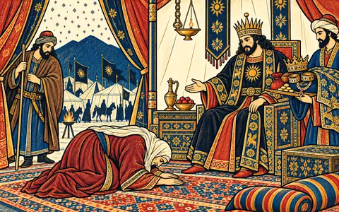Malika's Nurse Kneels in the Royal Tent