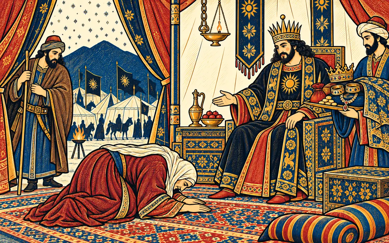 Malika's Nurse Kneels in the Royal Tent
