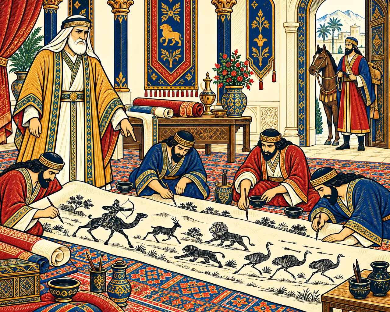 Monzer's Painters Set Bahram's Feats on Silk