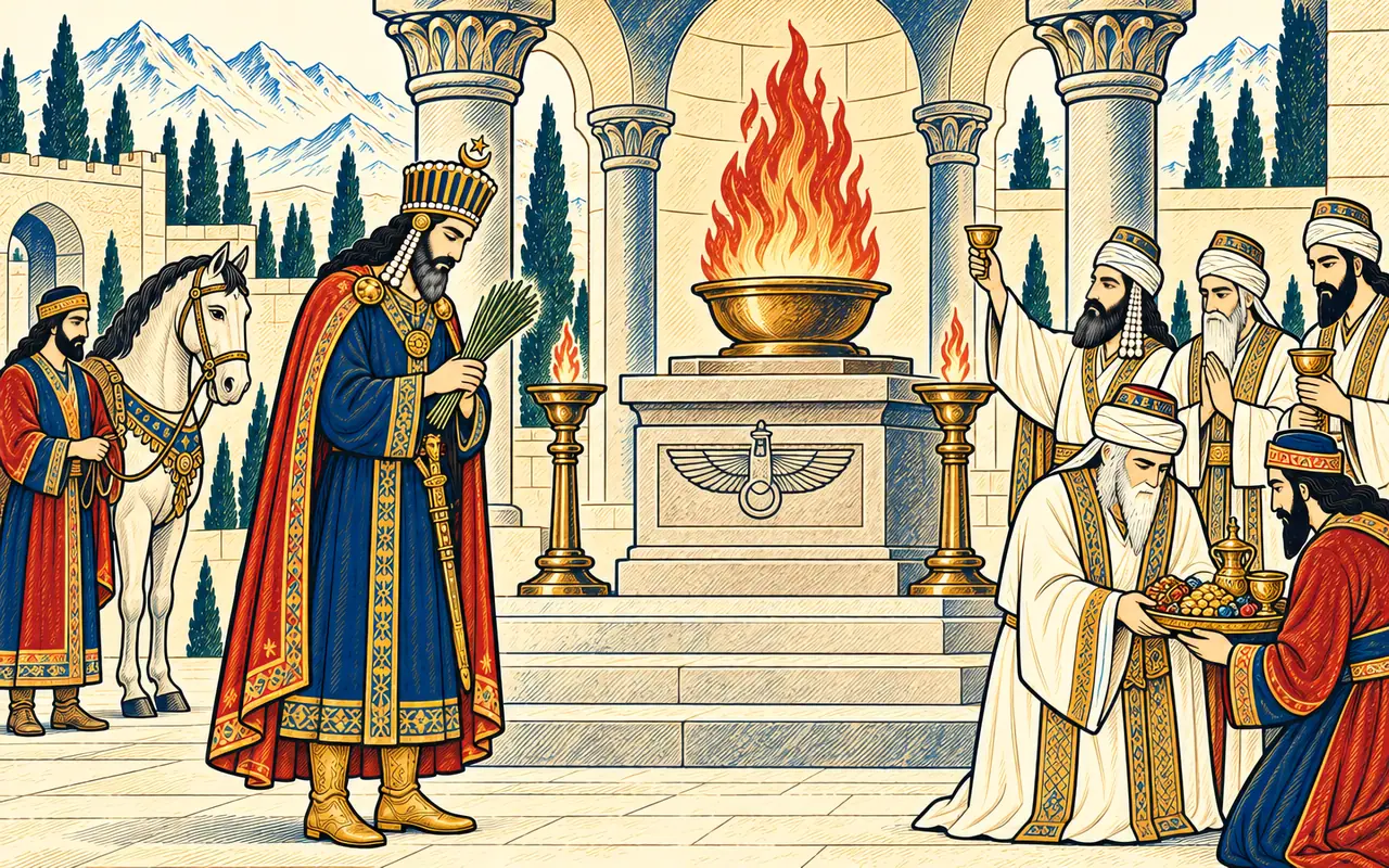Anooshirvan Prays at Azargashasp