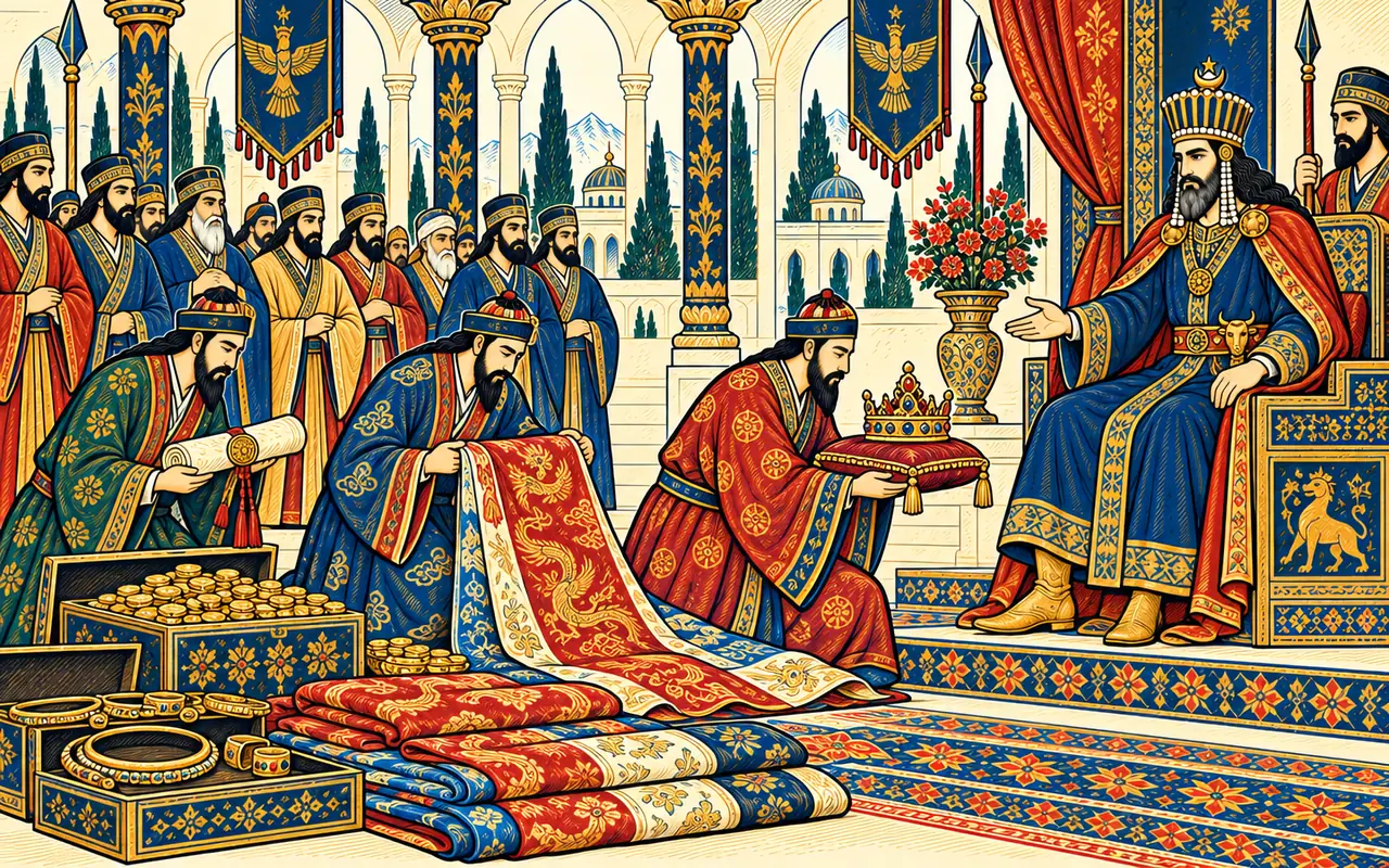 The Khan's Envoys Lay Their Gifts