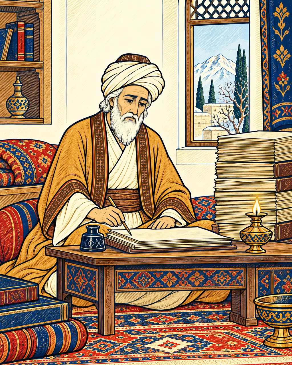 The Aged Poet Seals His Book