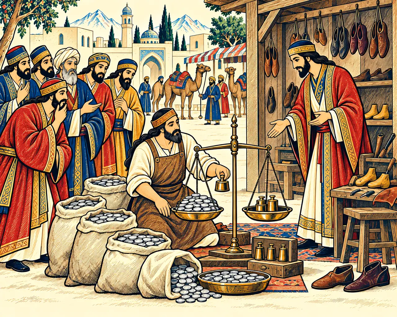 The Shoemaker Weighs Out the Silver