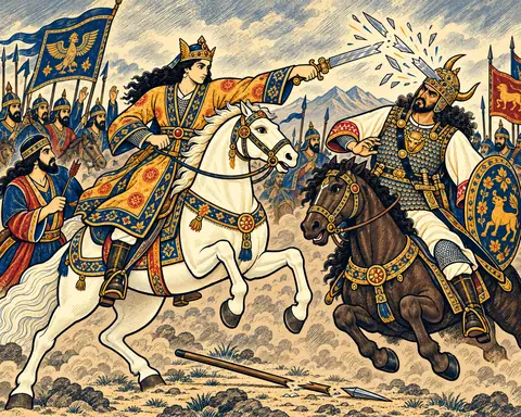 Khosrow's Sword Shatters on Bahram's Helm