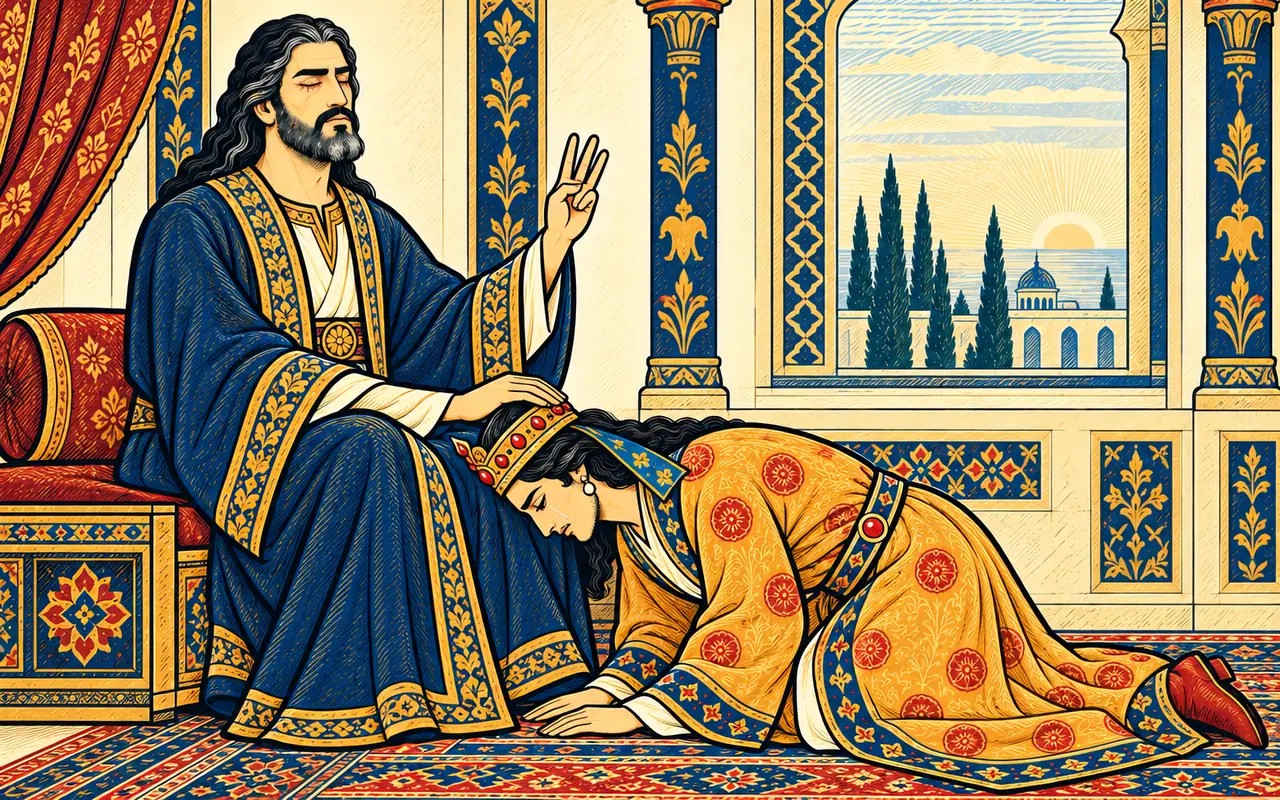 Khosrow Kneels Before His Blinded Father