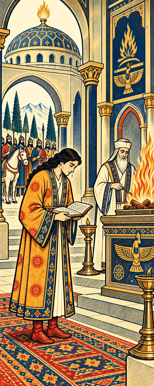 Khosrow Weeps Before Azargashasp's Fire