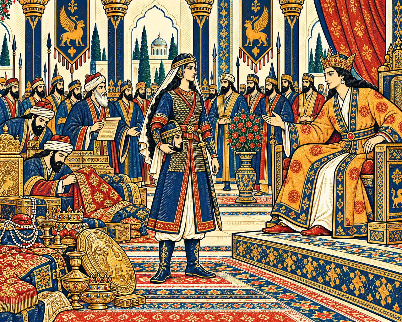 Gurdiyeh Comes Armored to Khosrow's Throne