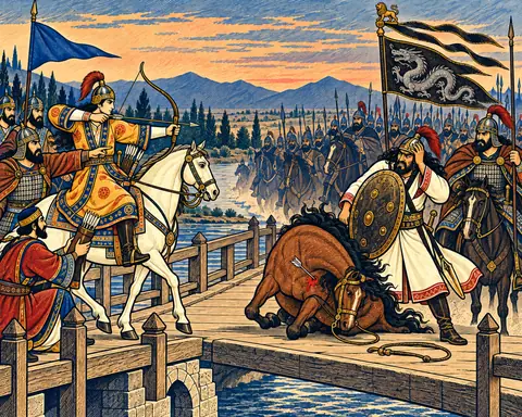 Khosrow's Arrow Fells Bahram's Charger at the Bridge