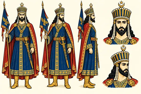 Anooshirvan, identity sheet: Young adult (prince to king)