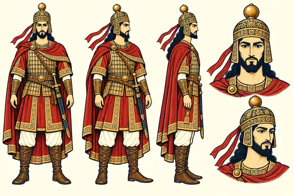 Ardeshir Babakan, identity sheet: Young warrior-king