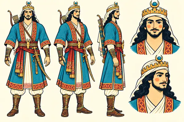 Bahram Goor, identity sheet: Young adult prince and king