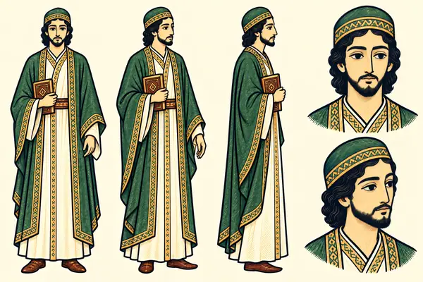 Bozorgmehr, identity sheet: Young adult sage-minister (~25–35)