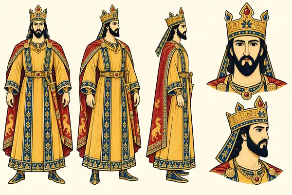 Darab, identity sheet: Adult warrior and king