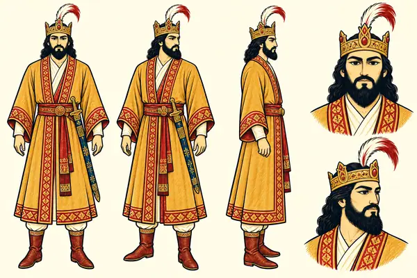 Goshtasb, identity sheet: Mature king