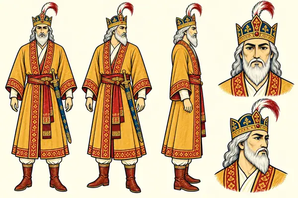 Goshtasb, identity sheet: Old king