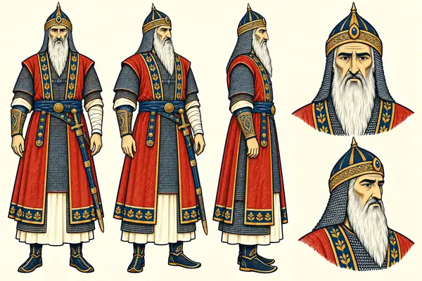 Gudarz, identity sheet: Old Pahlevan (white-haired)