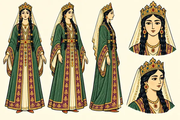 Jarireh, identity sheet: Bride and young mother (B9)