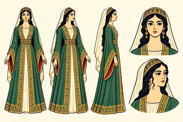 Malika, identity sheet: Young princess (~16–18)