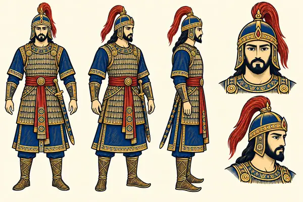 Manuchehr, identity sheet: Young warrior-king