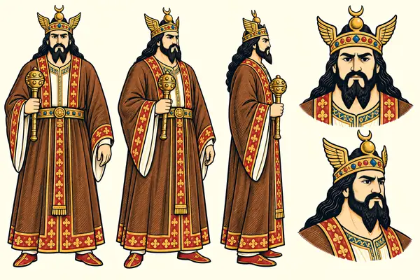 Pirooz (the Shah), identity sheet: Mature king