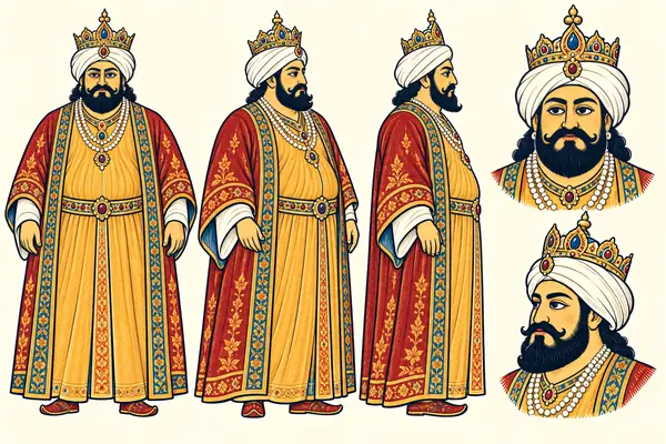 Shangul (king of Hind, Bahram Goor’s time), identity sheet: Mature king
