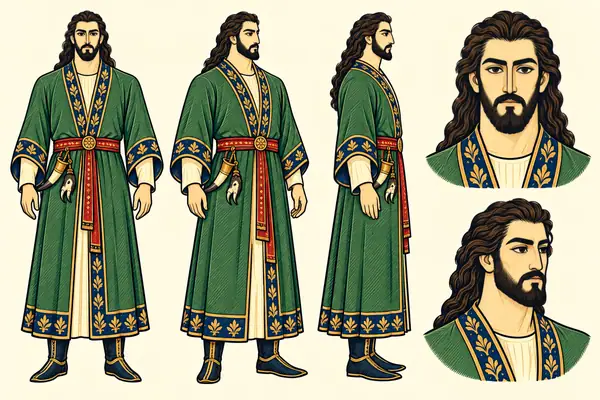Shiruyeh, identity sheet: Young prince and king (~25–35)