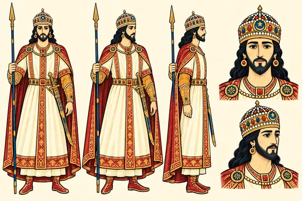 Yazdegard (the last king), identity sheet: Young adult king (~25–30)