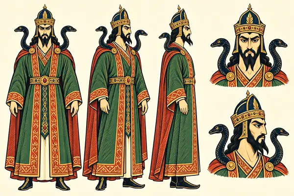 Zahhak, identity sheet: Young Arab king