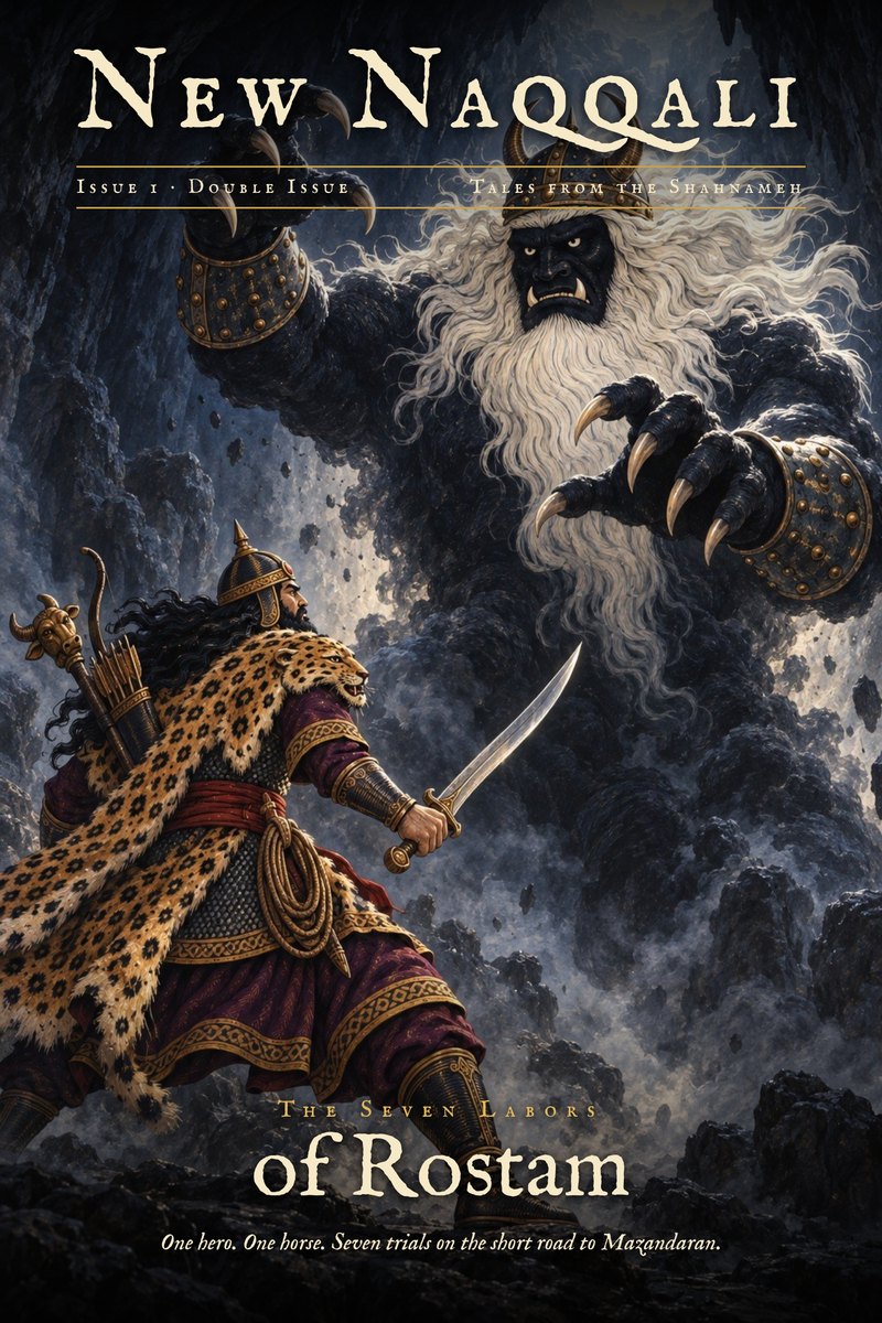 Cover of New Naqqali Manga, Issue 1: The Seven Labors of Rostam