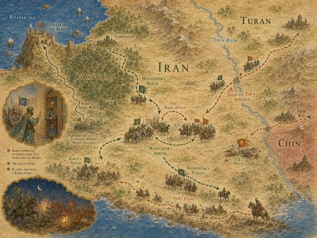 Map: Manuchehr Marches for Vengeance