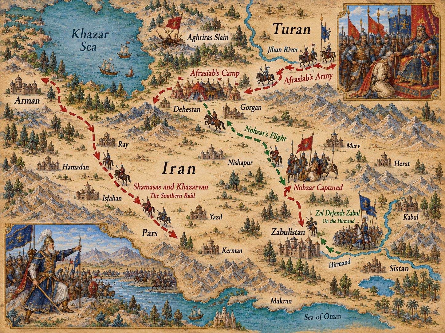 Map: Afrasiab's Invasion and the Fall of Nohzar
